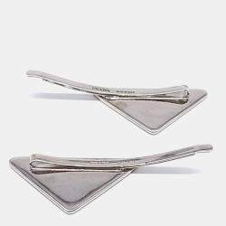 Pre Owned Prada Ivory Silver Plated hairpin