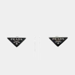 مملوكة مسبقًا Prada Silver Triangle Logo Earrings
