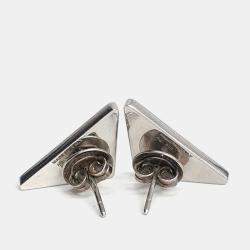 مملوكة مسبقًا Prada Silver Triangle Logo Earrings