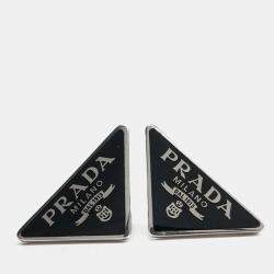مملوكة مسبقًا Prada Silver Triangle Logo Earrings