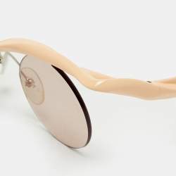 Pre Owned Prada Peach SPR A18 Rimless Round Sunglasses