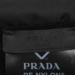 Pre Owned Prada Black Padded Re-Nylon and Wool Triangle Logo Scarf 