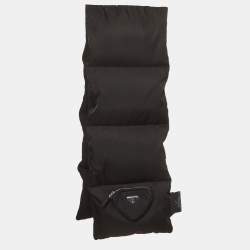 Pre Owned Prada Black Padded Re-Nylon and Wool Triangle Logo Scarf 