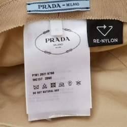 Pre Owned Prada Beige Re-Nylon Triangle Logo Bucket Hat S