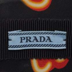 Pre Owned Prada Black Heart Print Re-Nylon Padded Headband 