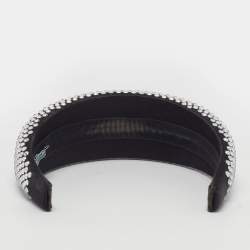 Pre Owned Prada Black Crystal Embellished Satin Oversized Headband
