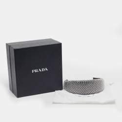 Pre Owned Prada Black Crystal Embellished Satin Oversized Headband