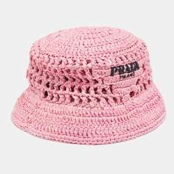 Pre Owned Prada Pink Crochet Logo Embroidered Bucket Hat M 