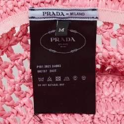 Pre Owned Prada Pink Crochet Logo Embroidered Bucket Hat M 