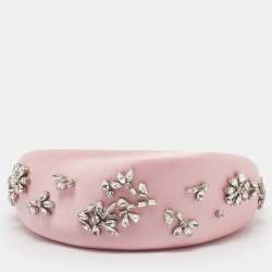 Pre Owned Prada Pink Crystal Embellished Satin Headband