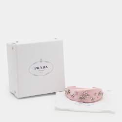 Pre Owned Prada Pink Crystal Embellished Satin Headband