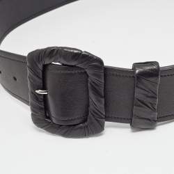 Pre Owned Prada 80CM Wide Buckle Belt Black Leather