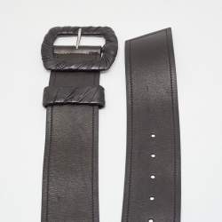 Pre Owned Prada 80CM Wide Buckle Belt Black Leather