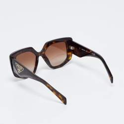 Pre Owned Prada Tortoiseshell Brown Gradient SPR 14Z Symbole Cat Eye Sunglasses 