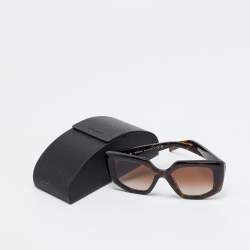 Pre Owned Prada Tortoiseshell Brown Gradient SPR 14Z Symbole Cat Eye Sunglasses 