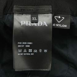 مملوكة مسبقًا Prada Re-Nylon Black Triangle Logo Plaque Bucket Hat XL