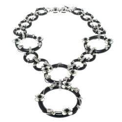 Pre Owned Prada Flower Power Black Plexiglas Crystal Floral Bedecked Link Necklace