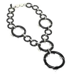 Pre Owned Prada Flower Power Black Plexiglas Crystal Floral Bedecked Link Necklace