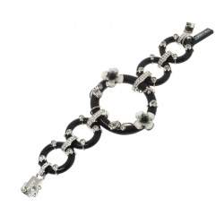 Pre Owned Prada Flower Power Black Plexiglas Crystal Floral Bedecked Link Bracelet