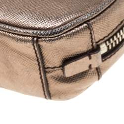 Pre Owned Prada Metallic Saffiano Leather Purse Key Chain