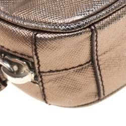 Pre Owned Prada Metallic Saffiano Leather Purse Key Chain