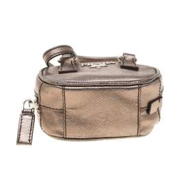 Pre Owned Prada Metallic Saffiano Leather Purse Key Chain