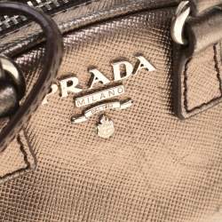 Pre Owned Prada Metallic Saffiano Leather Purse Key Chain