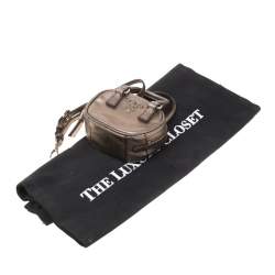 Pre Owned Prada Metallic Saffiano Leather Purse Key Chain