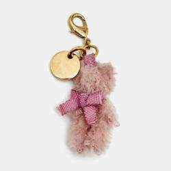 Pre Owned Prada Pink Furry Bear Embellished Charm