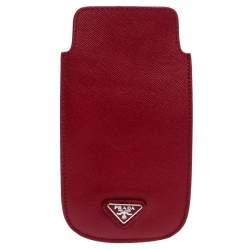 Prada Red Saffiano Leather iPhone Case
