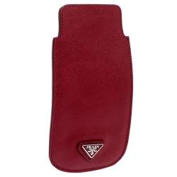 Prada Red Saffiano Leather iPhone Case