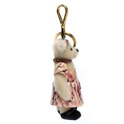Prada White/Pink Fur and Fabric Mary Rose Bag Charm 