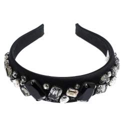 Prada Black Crystal Embellished Satin Headband