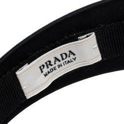 Prada Black Crystal Embellished Satin Headband