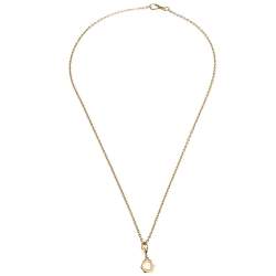 Prada Heart Charm Gold Tone Chain Link Long Necklace