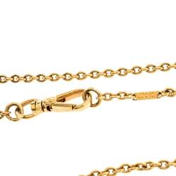 Prada Heart Charm Gold Tone Chain Link Long Necklace