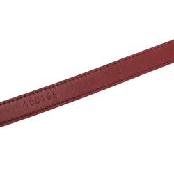 Prada Red Saffiano Leather Logo Plaque Slim Belt 80CM
