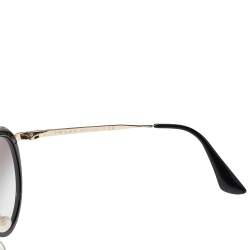 Prada Black & Pale Gold/ Anthracite Gradient SPR50T Round Cinema Sunglasses