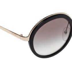 Prada Black & Pale Gold/ Anthracite Gradient SPR50T Round Cinema Sunglasses
