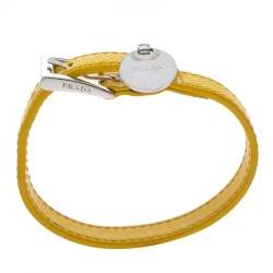 Pre Owned سوار برادا جلد سافيانو أصفر فضية اللون