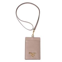 Prada brushed leather badge holder, Gold