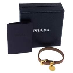 Pre Owned سوار برادا م عدن ذهبي اللون و جلد سافيانو كراميل