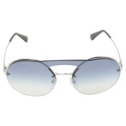 Pre Owned Prada Silver/ Blue Gradient SPR 65T Rimless Round Sunglasses