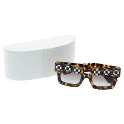  Prada Tortoise Shell / Grey Gradient SPR25P Flower Poeme Square Sunglasses