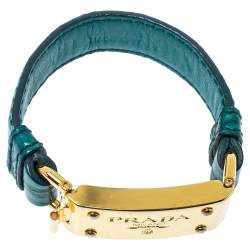 مملوكة مسبقًا سوار برادا لون ذهبي جلد تمساح أخضر