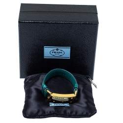 مملوكة مسبقًا سوار برادا لون ذهبي جلد تمساح أخضر