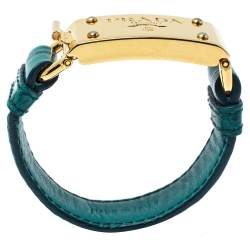 مملوكة مسبقًا سوار برادا لون ذهبي جلد تمساح أخضر