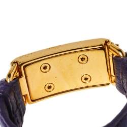 Pre Owned Prada Purple Ostrich Leather Gold Tone Bracelet 