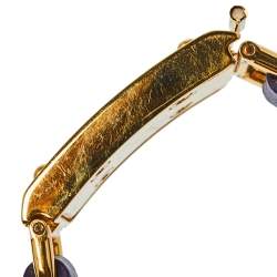 Pre Owned Prada Purple Ostrich Leather Gold Tone Bracelet 