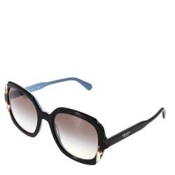 Pre Owned نظارة شمسية برادا أسود وأزرق/أخضر متدرجة SPR 16U إتيكيت مربعة